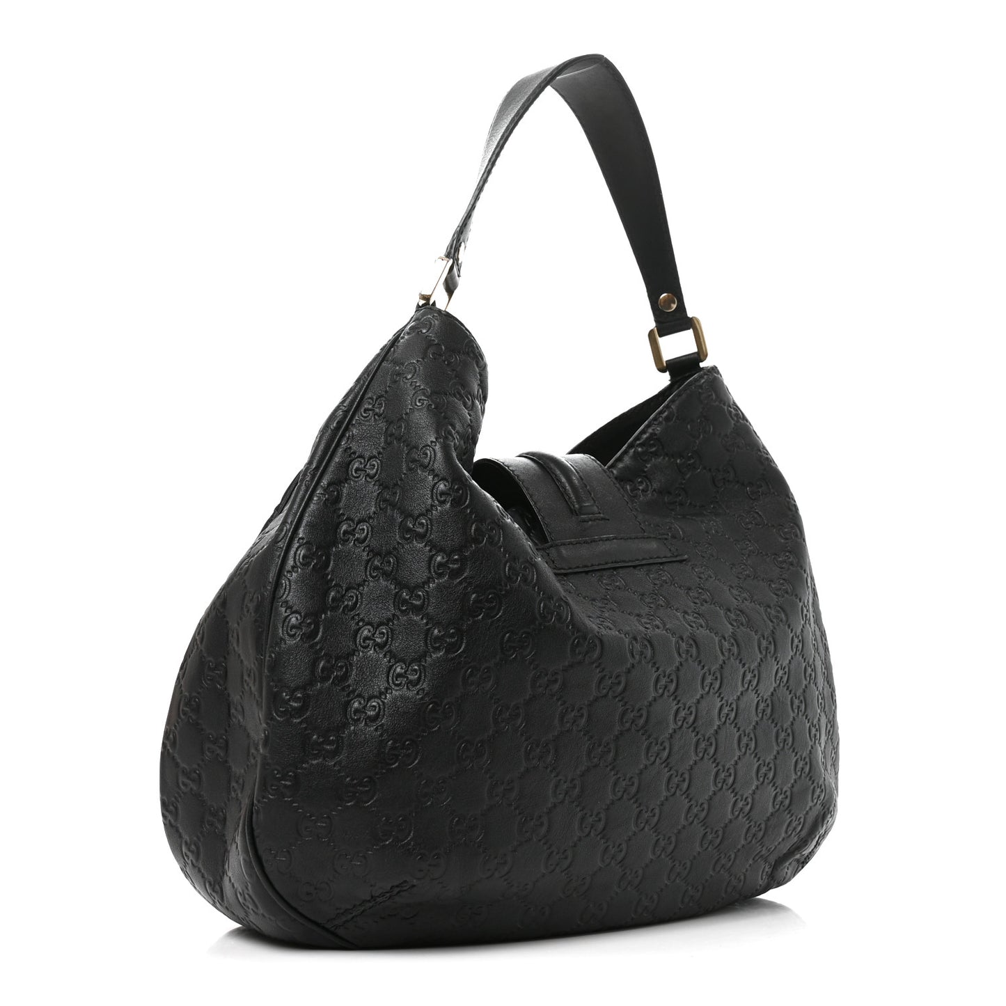 Guccissima Large New Ladies Web Hobo Black Black