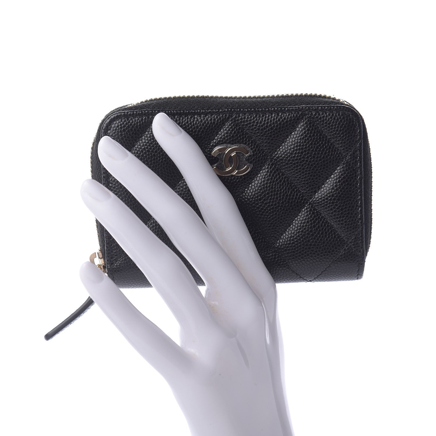 Chanel Caviar Quilted Zip Coin Purse Black 2 of 10