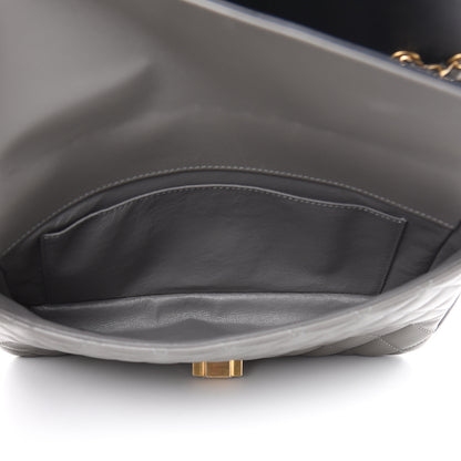 Chanel Lambskin Quilted Large CC Chic Flap Grey Dark Navy 6 of 15