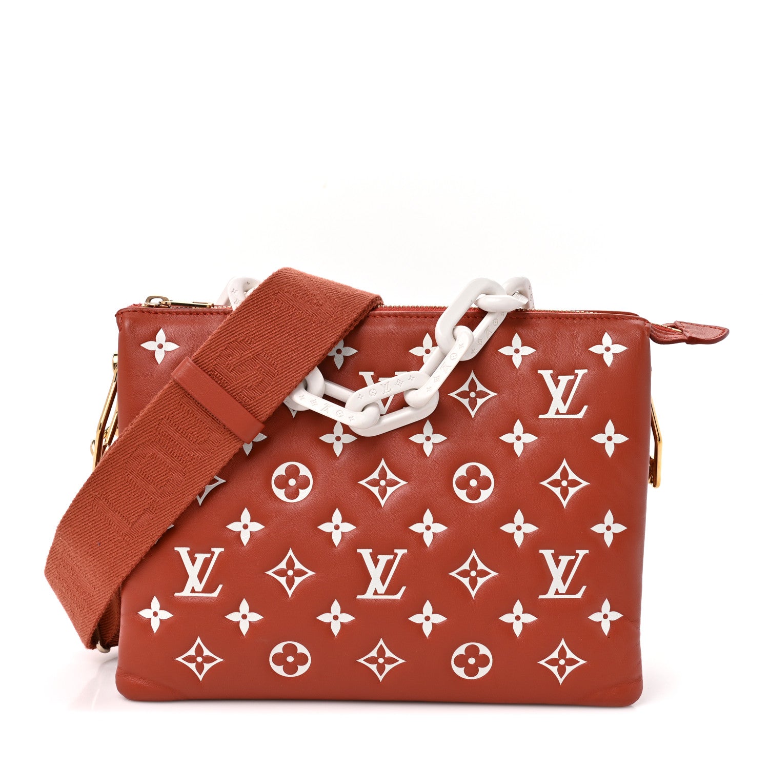Louis Vuitton Lambskin Embossed Monogram Coussin PM Terracotta Brown 1 of 11
