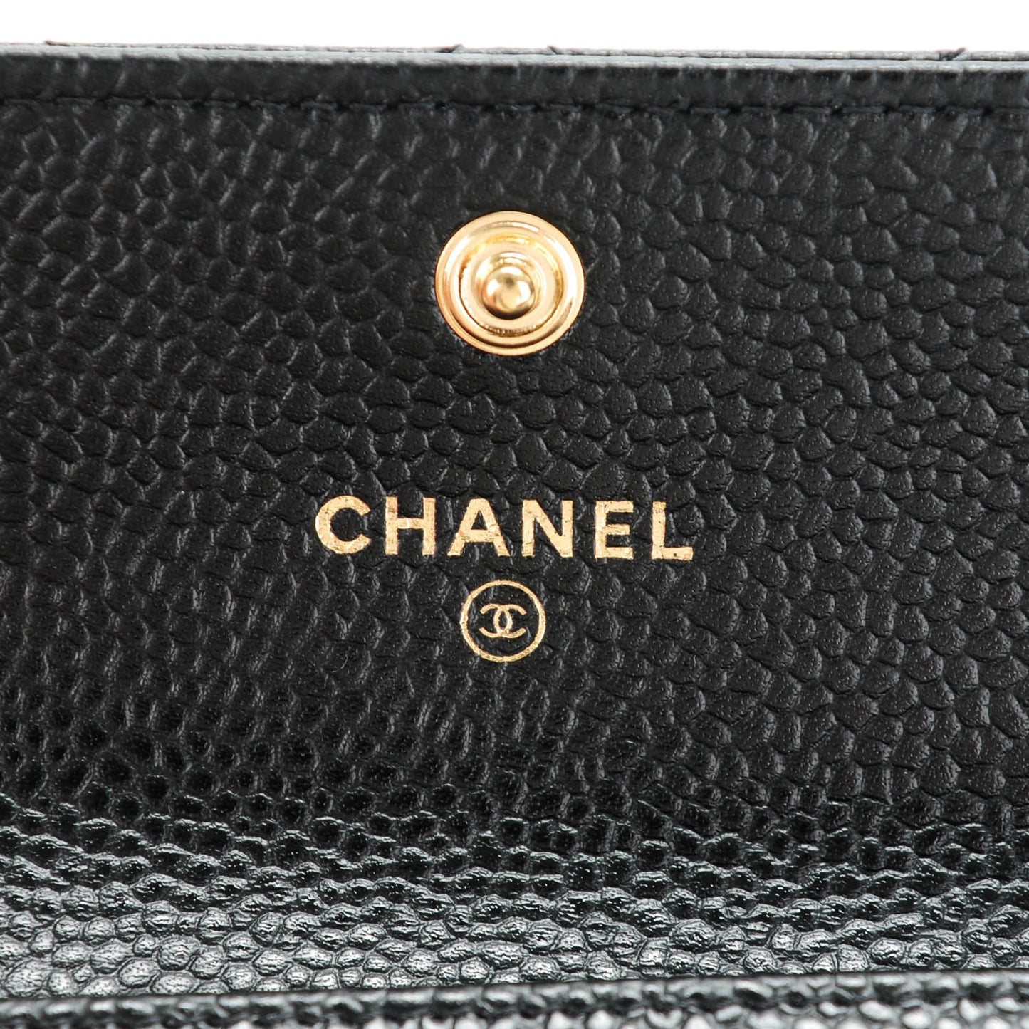 Caviar Quilted Flap Card Holder Black