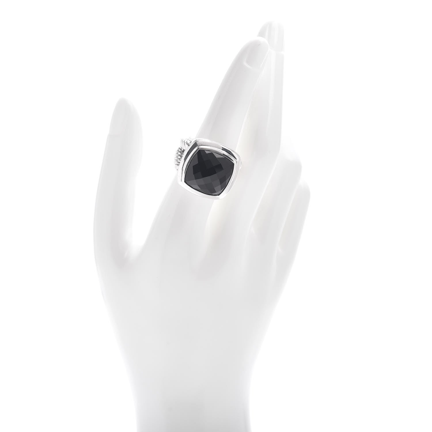 David Yurman Sterling Silver Black Onyx 16mm Albion Ring 57 8 2 of 5