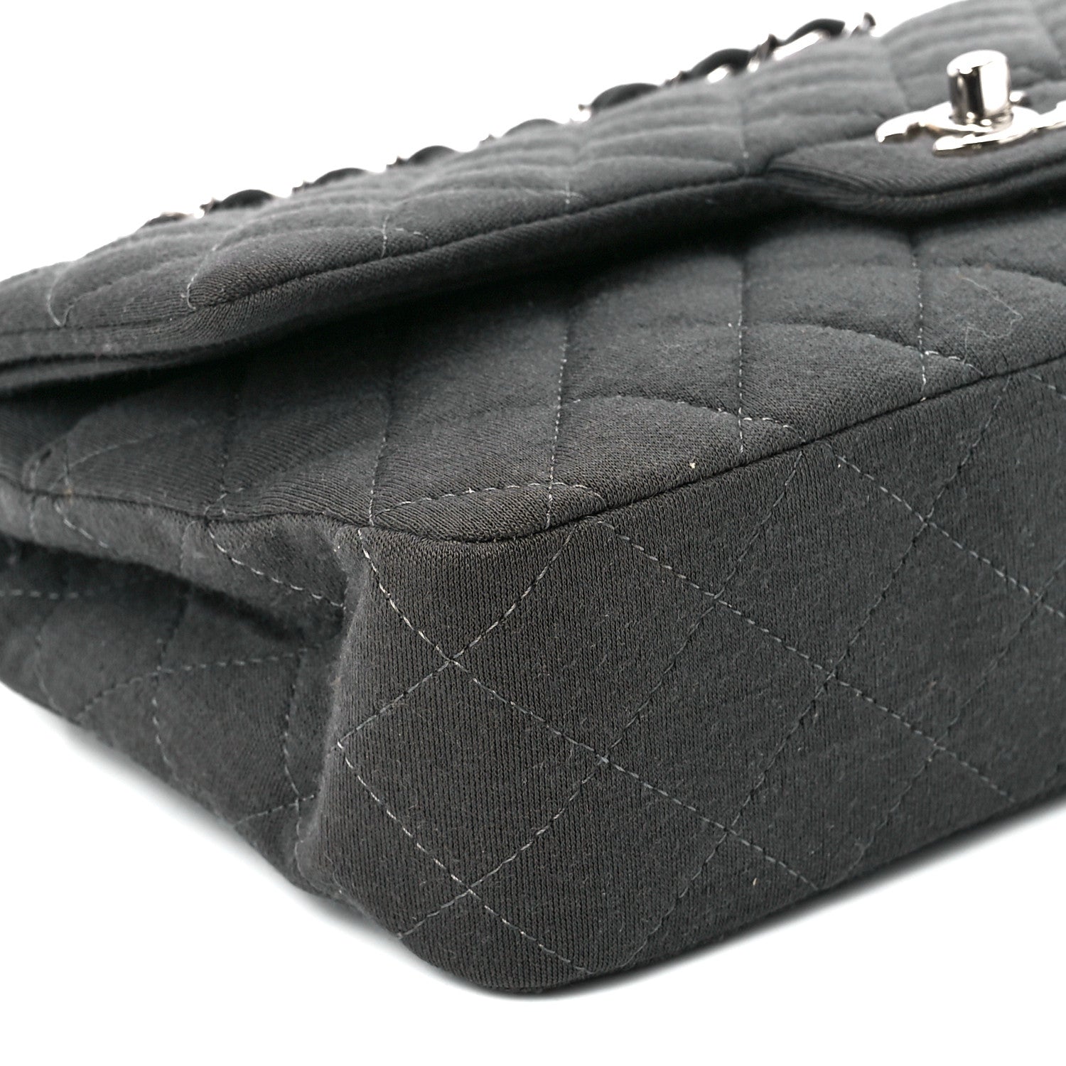 Chanel Jersey Quilted Medium Double Flap Grey 10 of 12