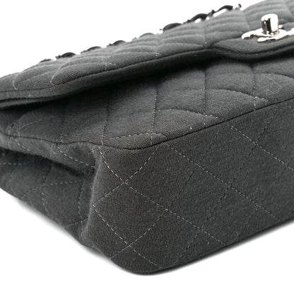 Chanel Jersey Quilted Medium Double Flap Grey 10 of 12