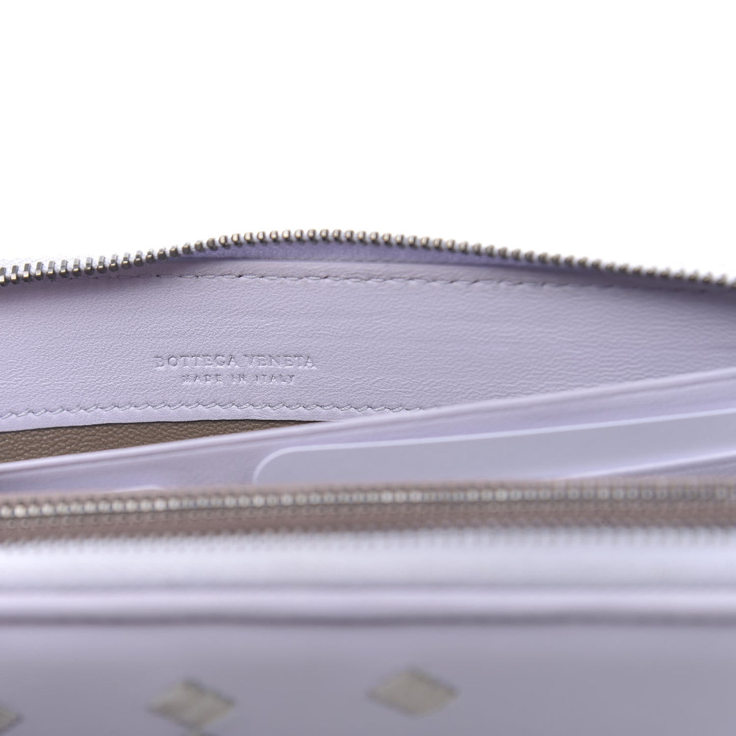 Nappa Intrecciato Ayers Half Zip Around Wallet Lilac