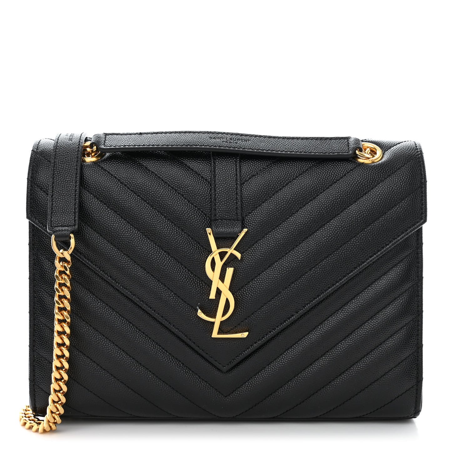 Grain De Poudre Matelasse Chevron Medium Monogram Satchel Black