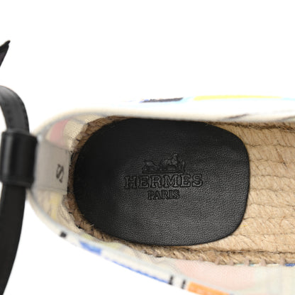 Hermes Canvas Modernisme Tropical Womens Malaga Espadrilles Flats 38 Multicolor 7 of 9