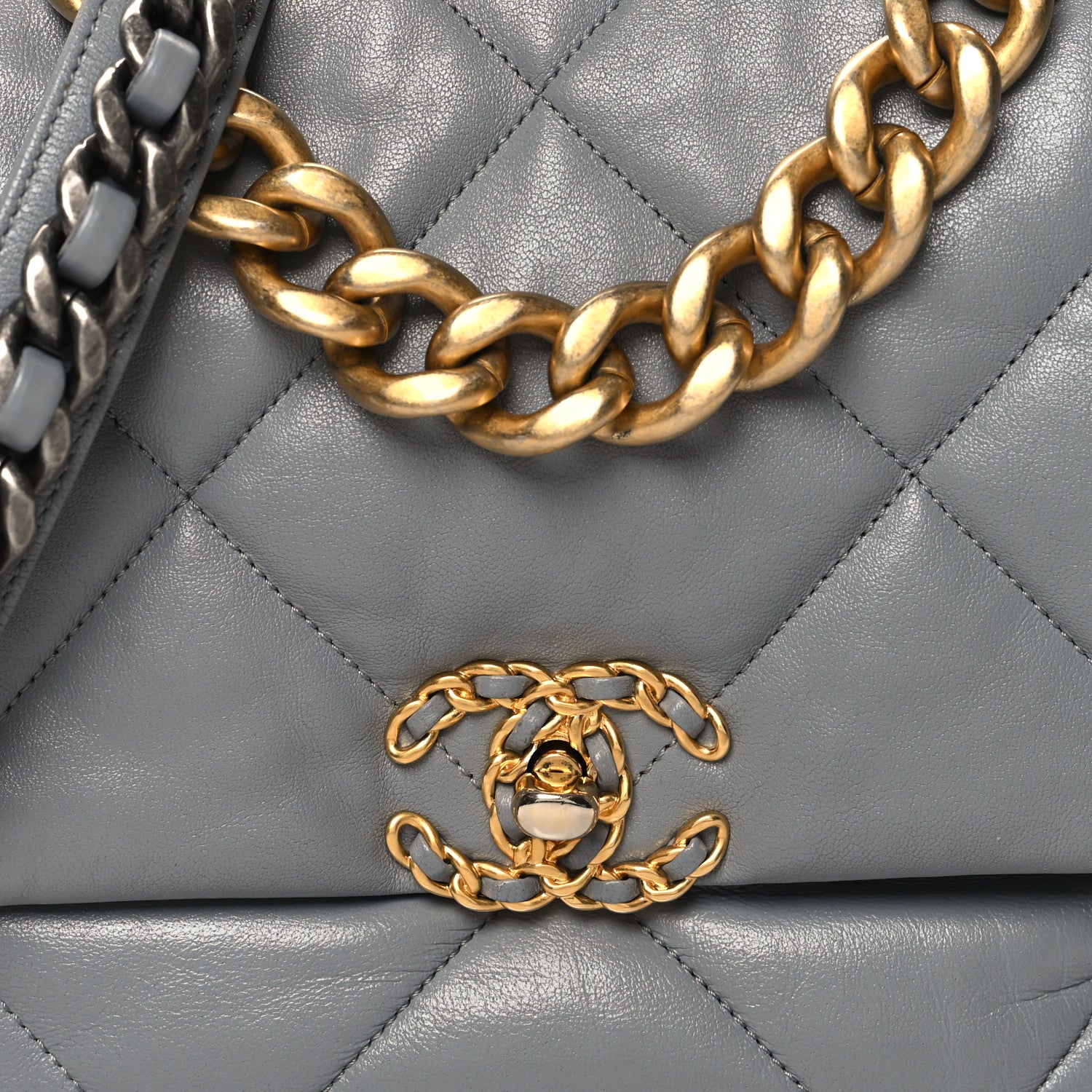 Chanel Lambskin Quilted Large Chanel 19 Flap Grey 8 of 11