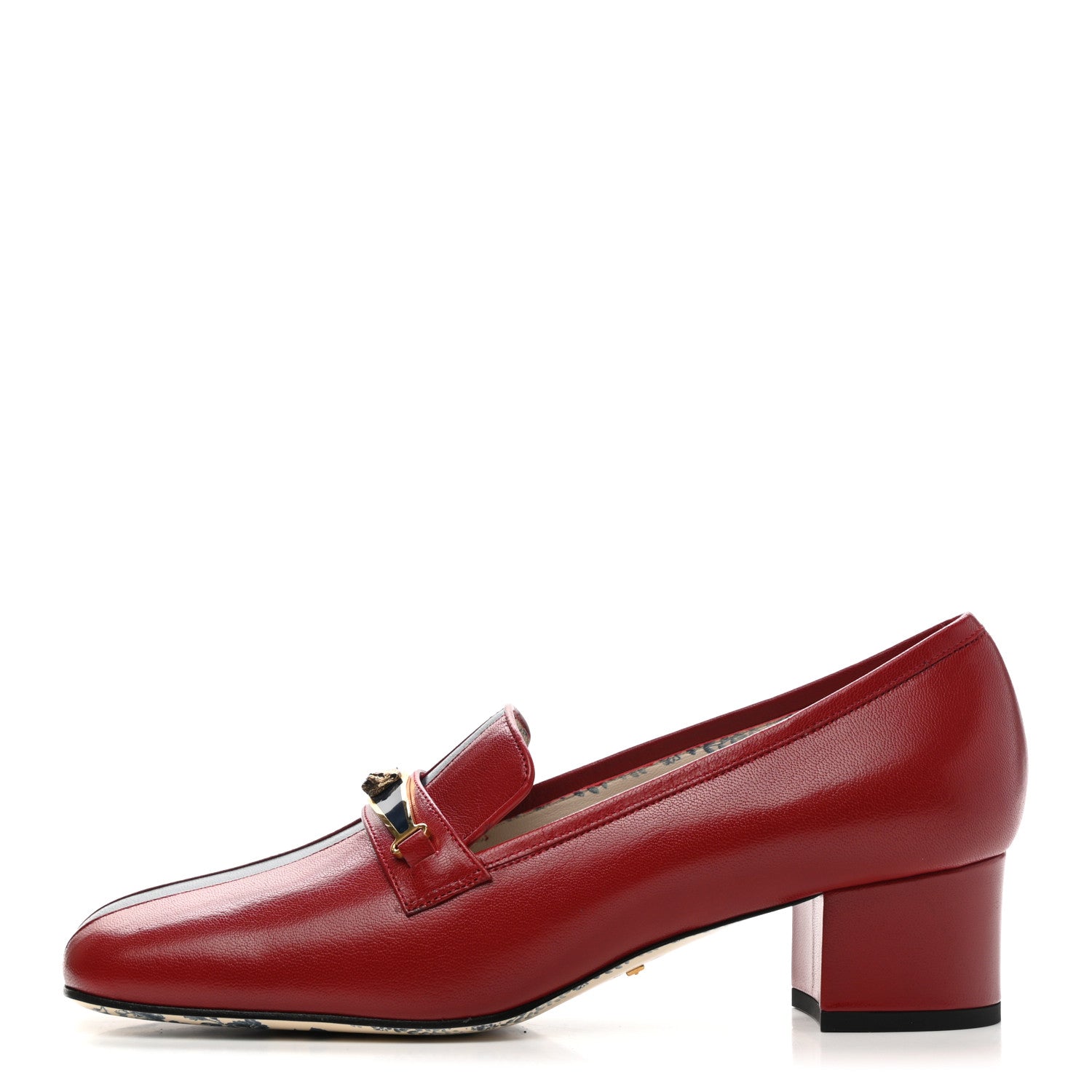 Gucci Goatskin Feline Ginger Loafer Pumps 39 Hibiscus Red Blue 1 of 11