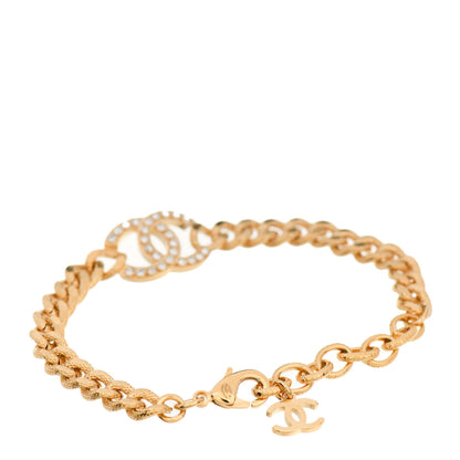 Chanel Crystal CC Chain Link Bracelet Gold 2 of 3
