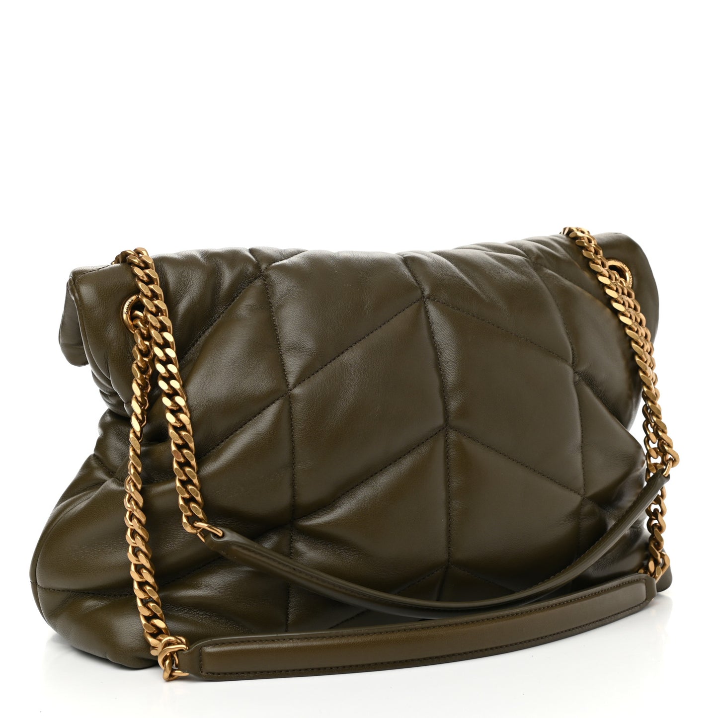 Lambskin Quilted Medium Loulou Puffer Monogram Chain Satchel Seaweed
