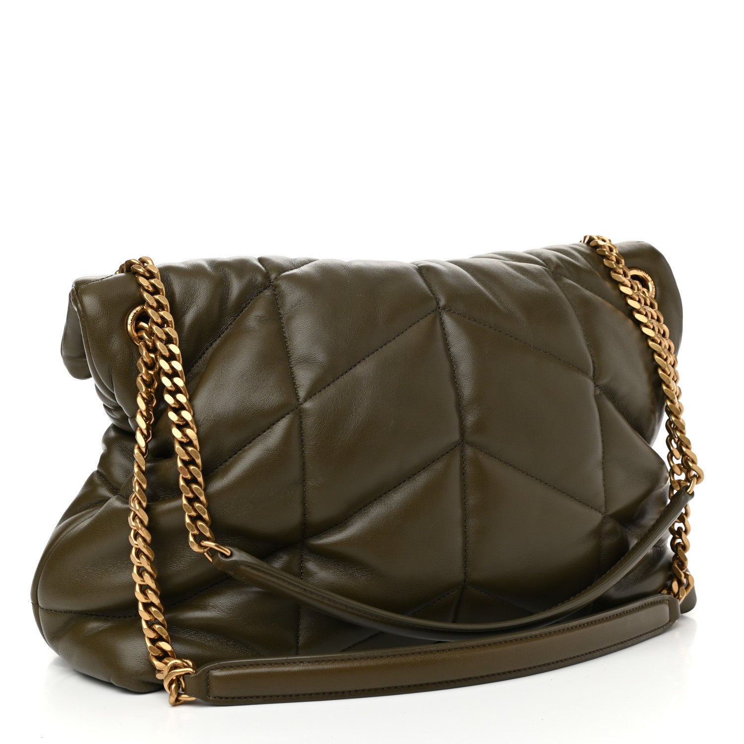 Saint Laurent Lambskin Quilted Medium Loulou Puffer Monogram Chain Satchel Seaweed 3 of 10