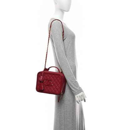 Chanel Caviar Quilted Large CC Filigree Vanity Case Burgundy 2 of 10