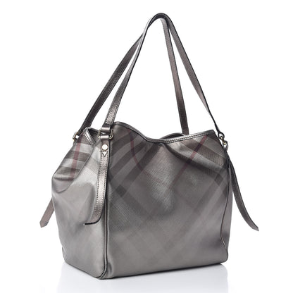 Burberry Metallic Nova Check Small Canterbury Tote Silver 3 of 14