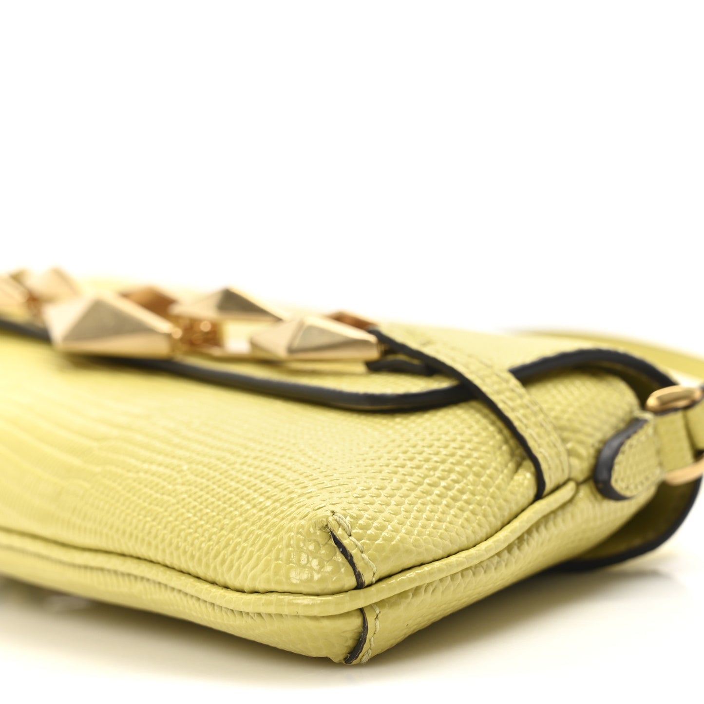 Lizard Embossed Diamond Shoulder Bag Yellow