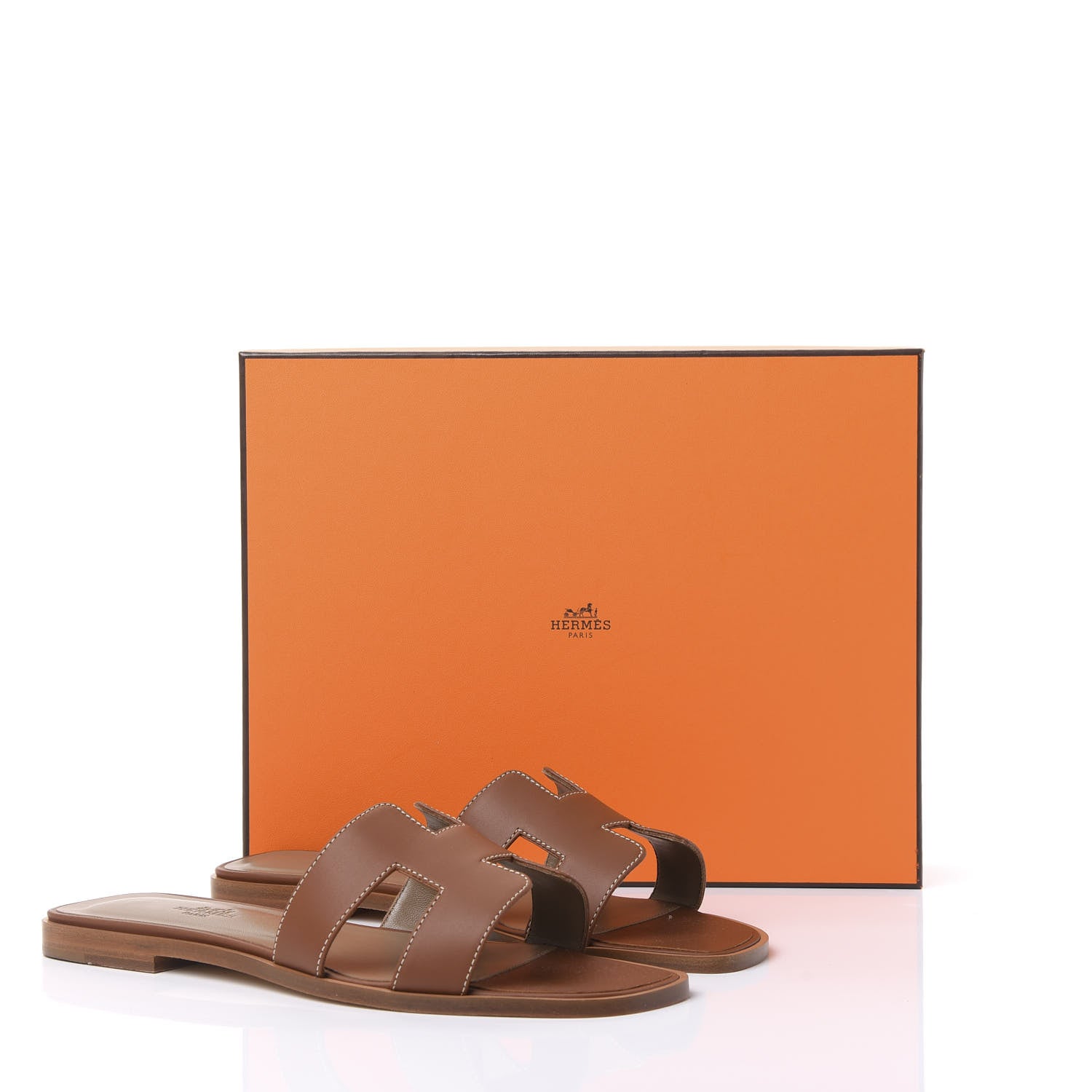 Hermes Box Calfskin Oran Sandals 39 Gold 9 of 9