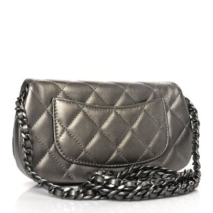 Chanel Metallic Calfskin Quilted Flap Clutch With Chain Ruthenium 3 of 11
