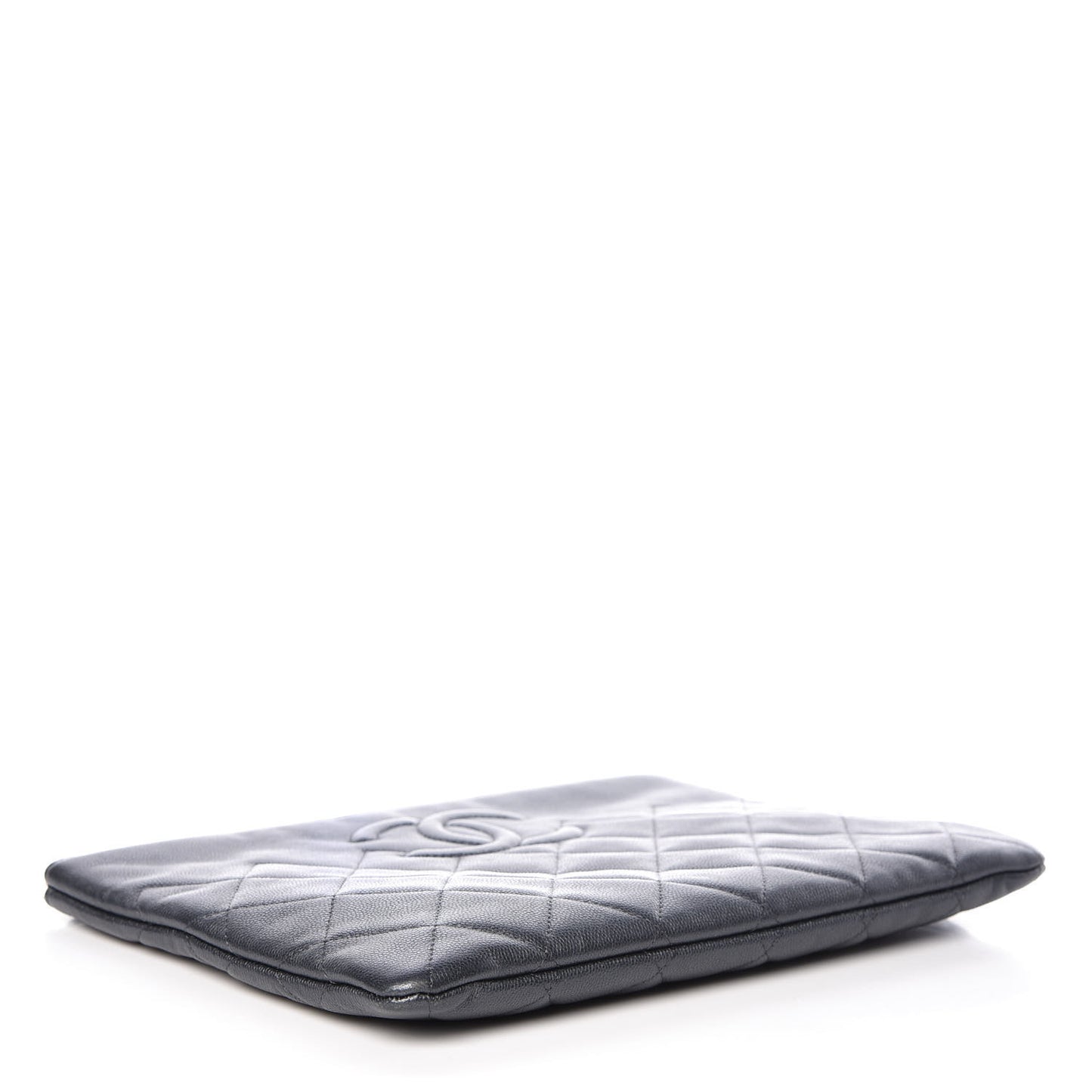 Metallic Caviar Quilted Medium Maxi CC Cosmetic Case Black