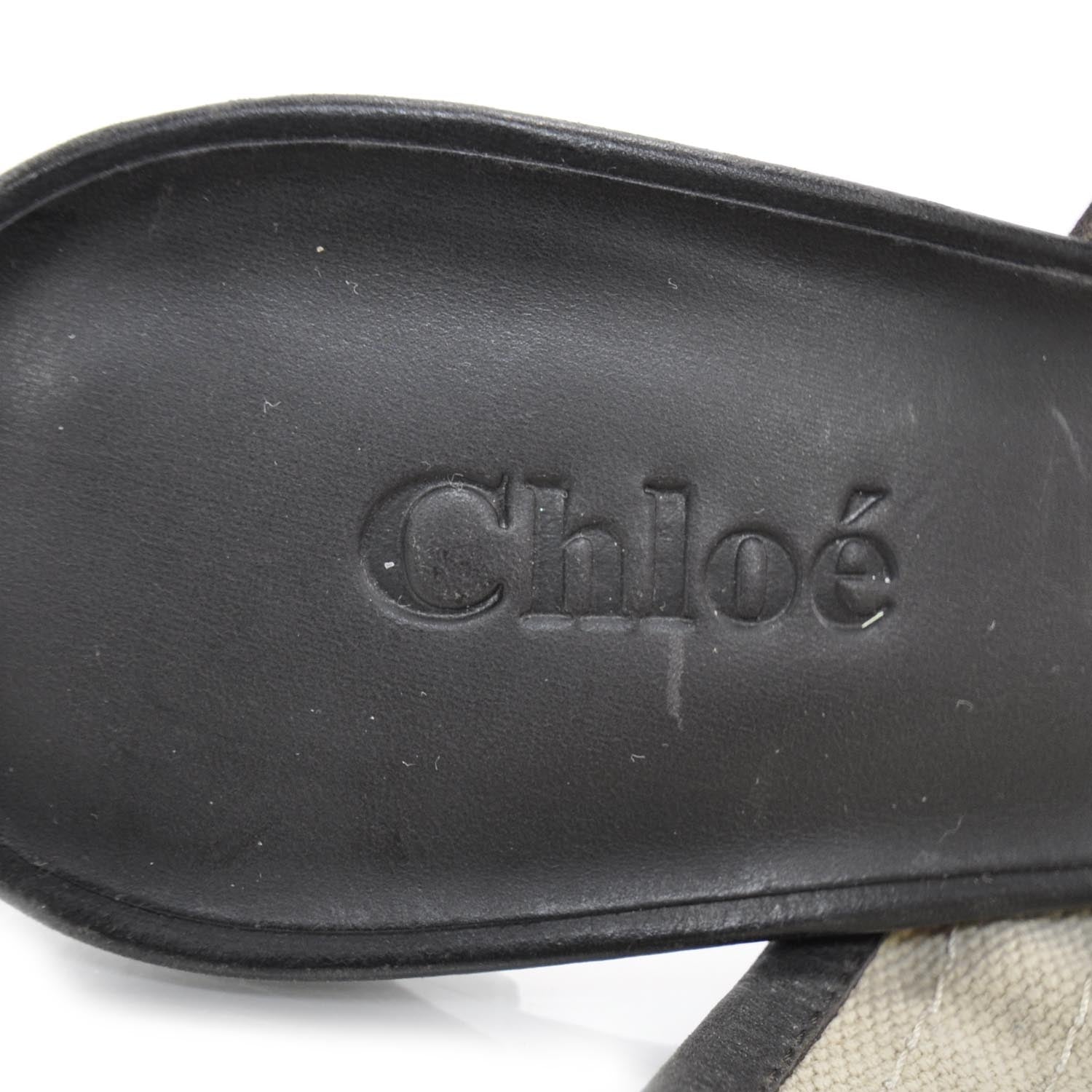 Chloe Canvas and Leather Cutout Sandals 37 6 of 7