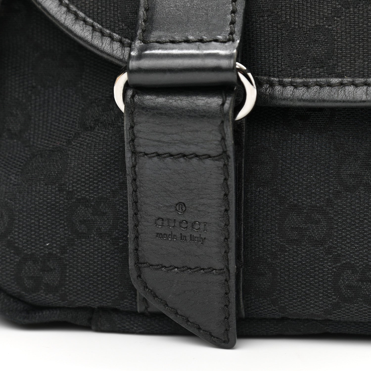 Gucci Monogram Small Double Buckle Flap Messenger Bag Black 15 of 16