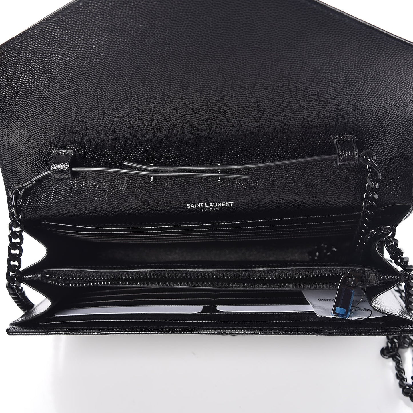 Grain De Poudre Matelasse Chevron Monogram Chain Wallet Black