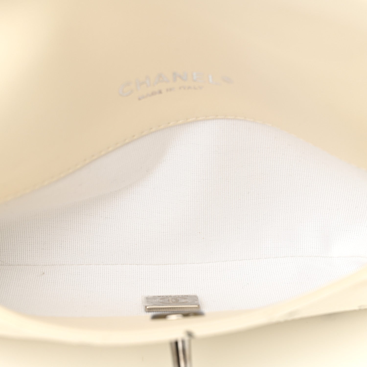 Chanel Printed Lambskin Logo CC Envelope Clutch With Chain White 5 of 10
