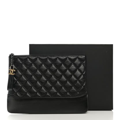 Chanel Aged Calfskin Quilted Medium Gabrielle Cosmetic Case Black 9 of 9