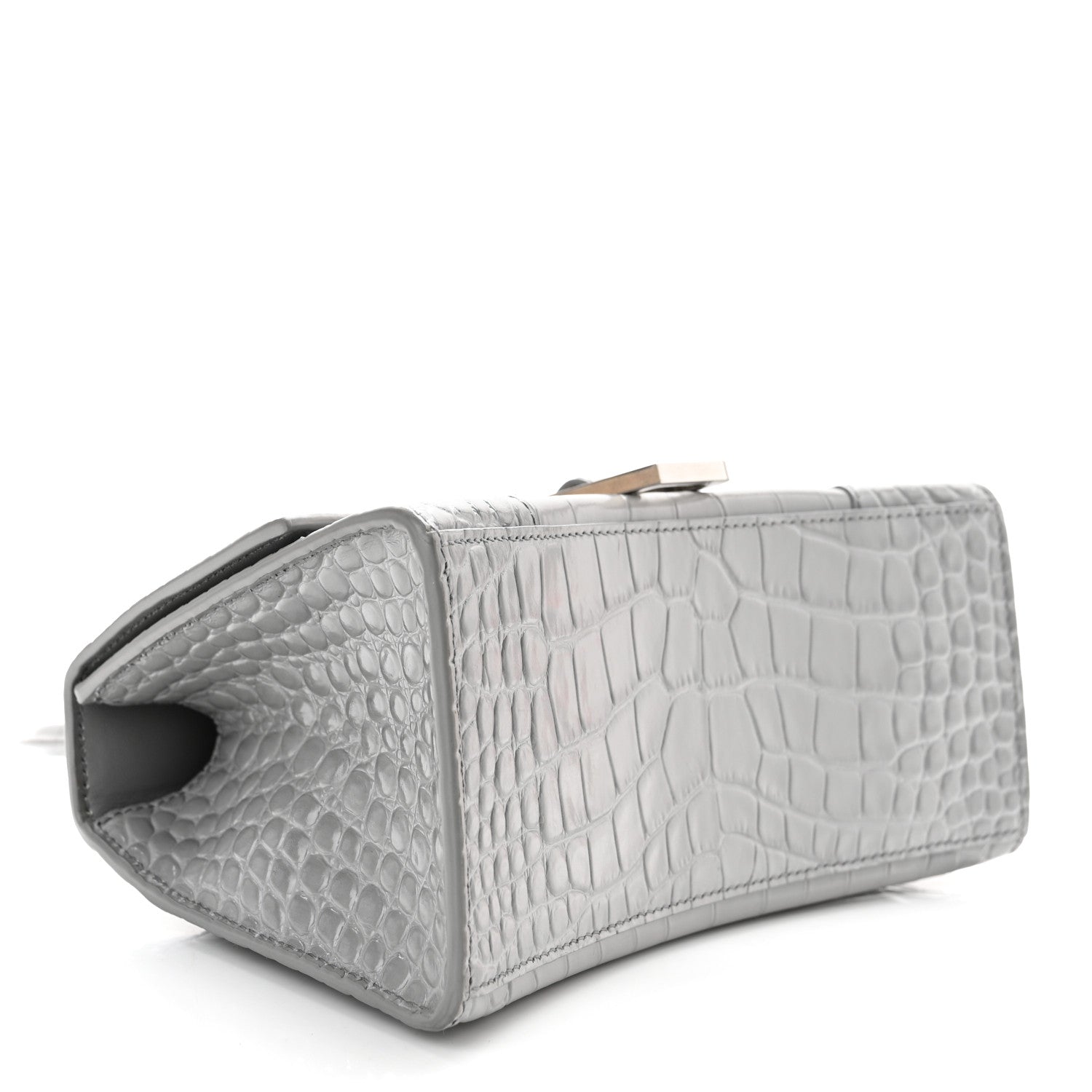 Balenciaga Shiny Calfskin Crocodile Embossed Small Hourglass Top Handle Bag Balenciaga Grey 4 of 9