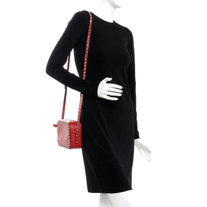 Valentino Garavani Calfskin Rockstud Camera Crossbody Bag Red 2 of 6