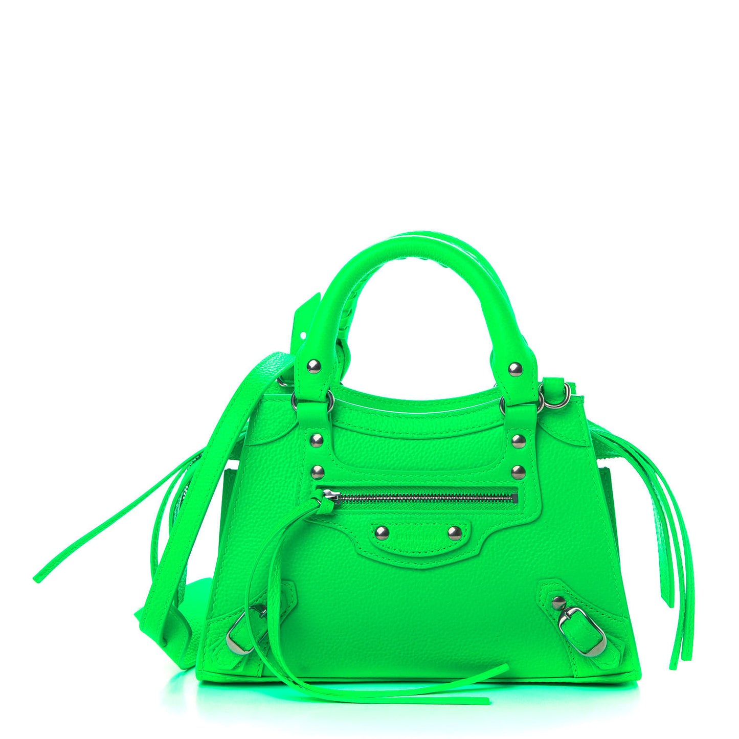 Grained Calfskin Neo Classic Silver Hardware Mini City Fluo Green
