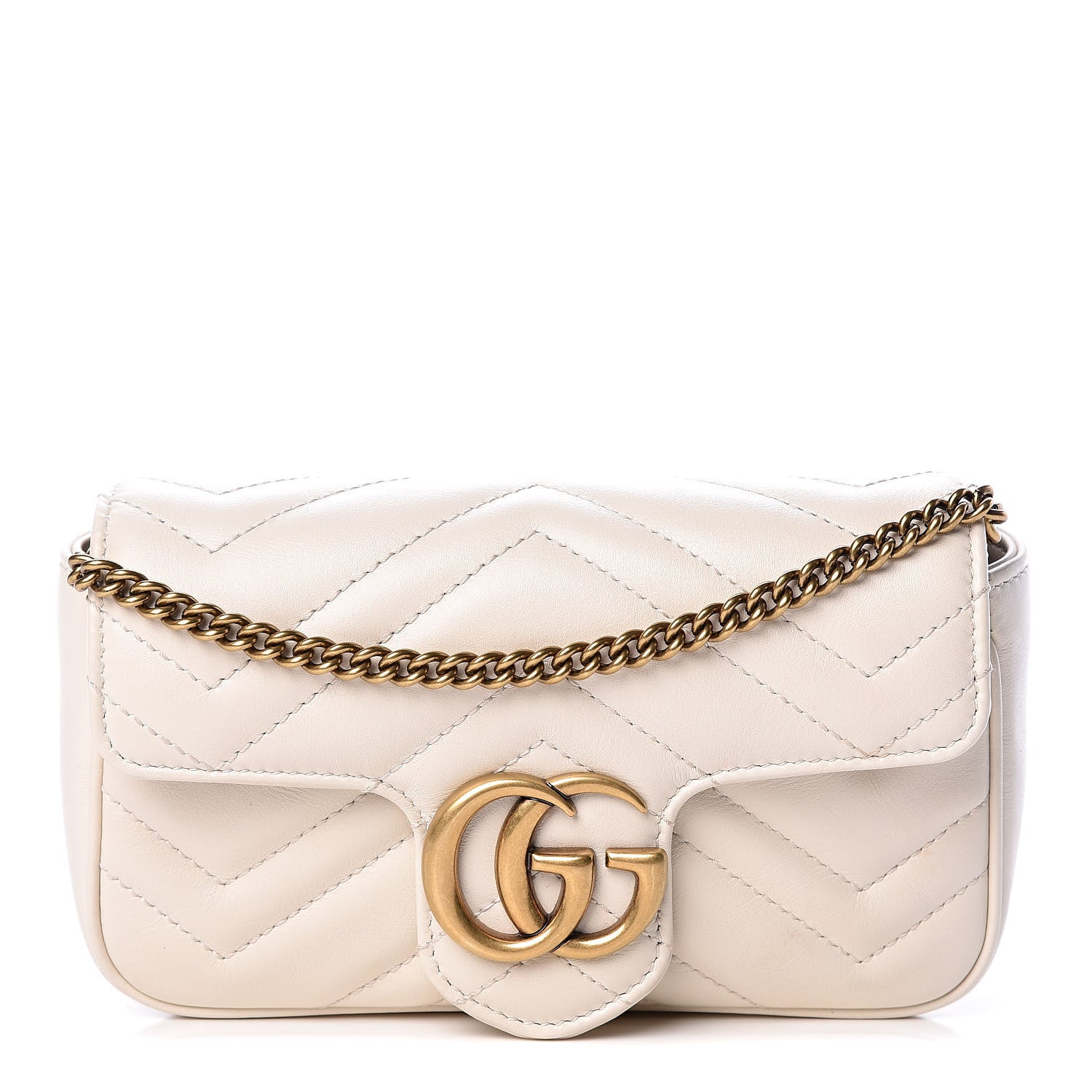 Gucci Calfskin Matelasse Super Mini GG Marmont Shoulder Bag White 1 of 11