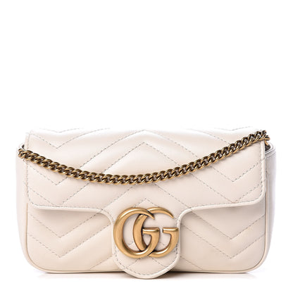 Gucci Calfskin Matelasse Super Mini GG Marmont Shoulder Bag White 1 of 11