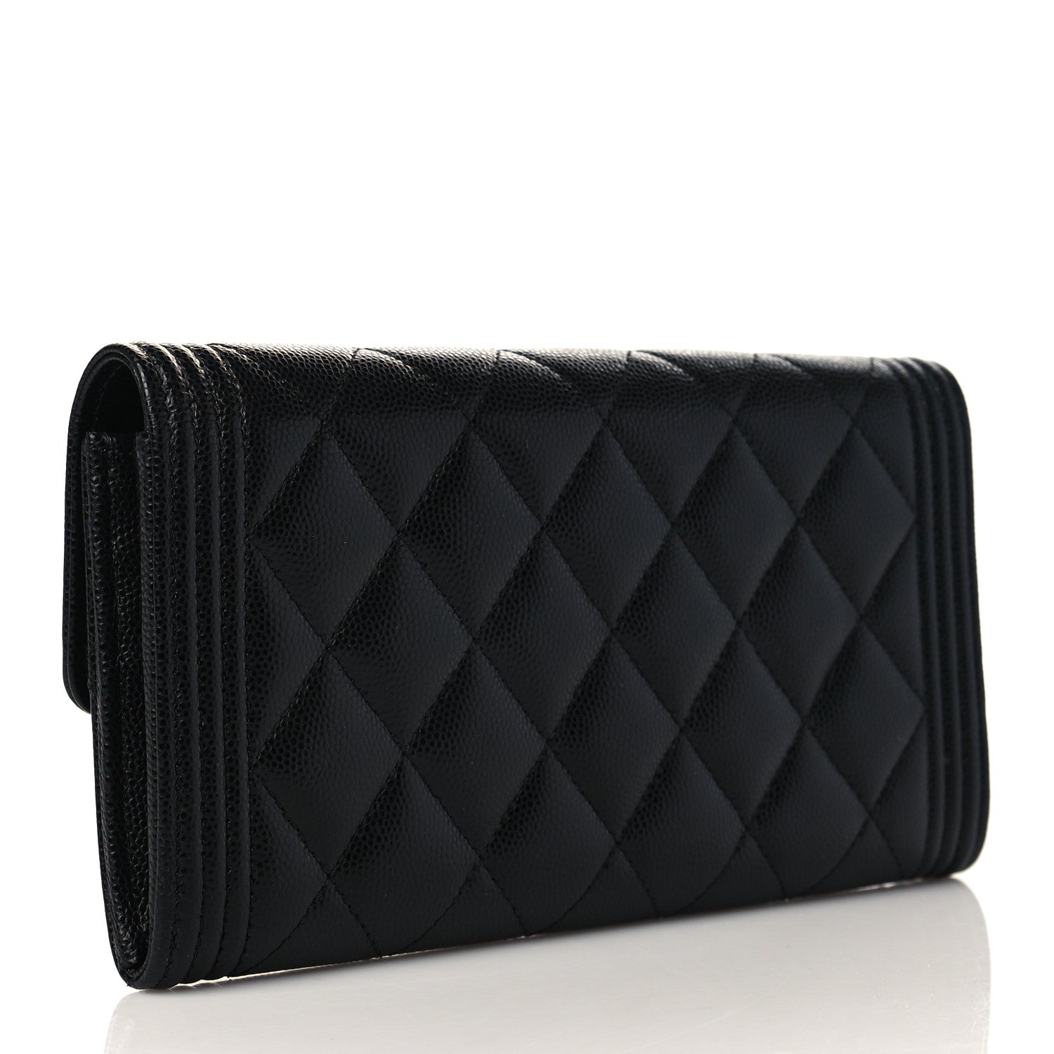 Chanel Caviar Quilted Large Boy Gusset Flap Wallet Black 3 of 8