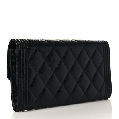 Chanel Caviar Quilted Large Boy Gusset Flap Wallet Black 3 of 8