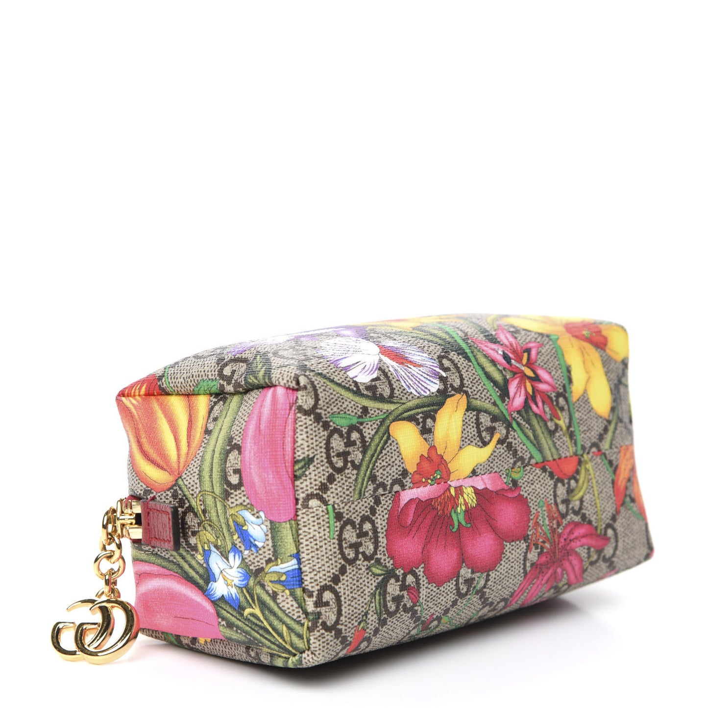Soft GG Supreme Monogram Flora Calfskin Small Ophidia Cosmetic Case Beige Ebony Multicolor Rosso