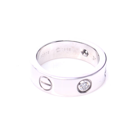 Cartier 18K White Gold 3 Diamond 5.5mm LOVE Ring 49 5 6 of 7