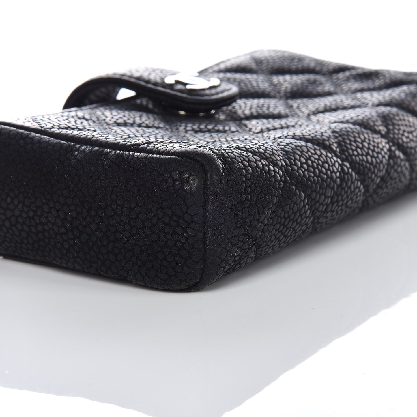 Caviar Quilted Mini Phone Holder Clutch Black
