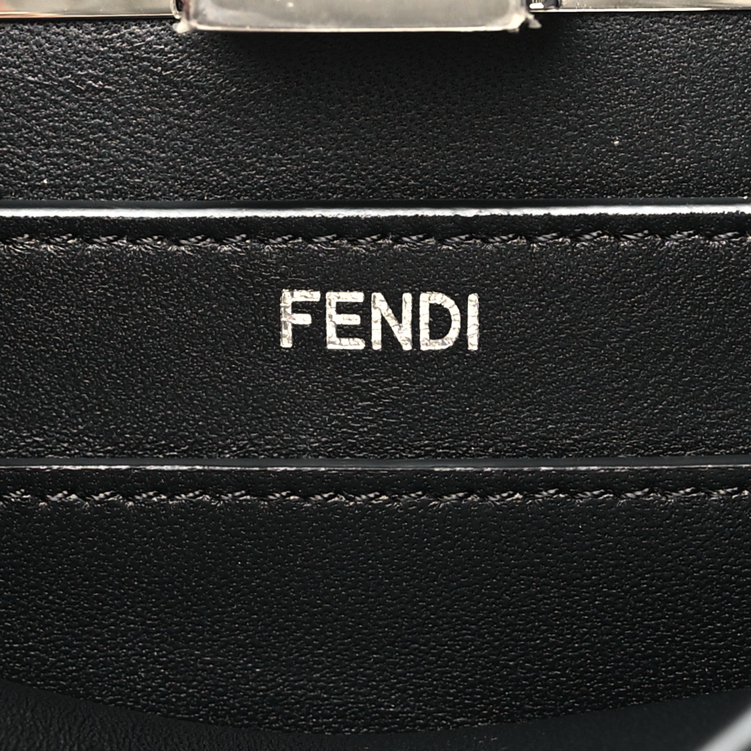 Fendi Vitello Seta Shiny Nappa Logo Embossed Laces Small Peekaboo I SEE U Satchel Black 6 of 9