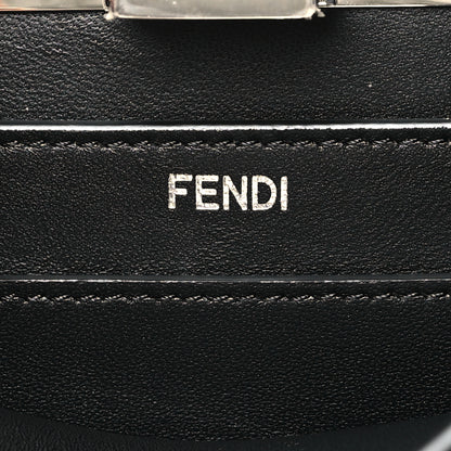 Fendi Vitello Seta Shiny Nappa Logo Embossed Laces Small Peekaboo I SEE U Satchel Black 6 of 9