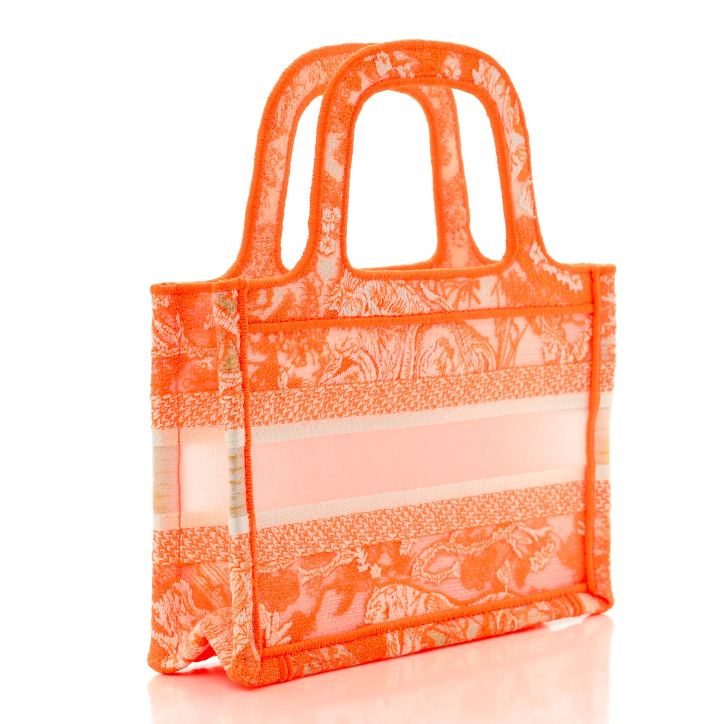 Canvas Embroidered Mini Toile De Jouy Book Tote Orange