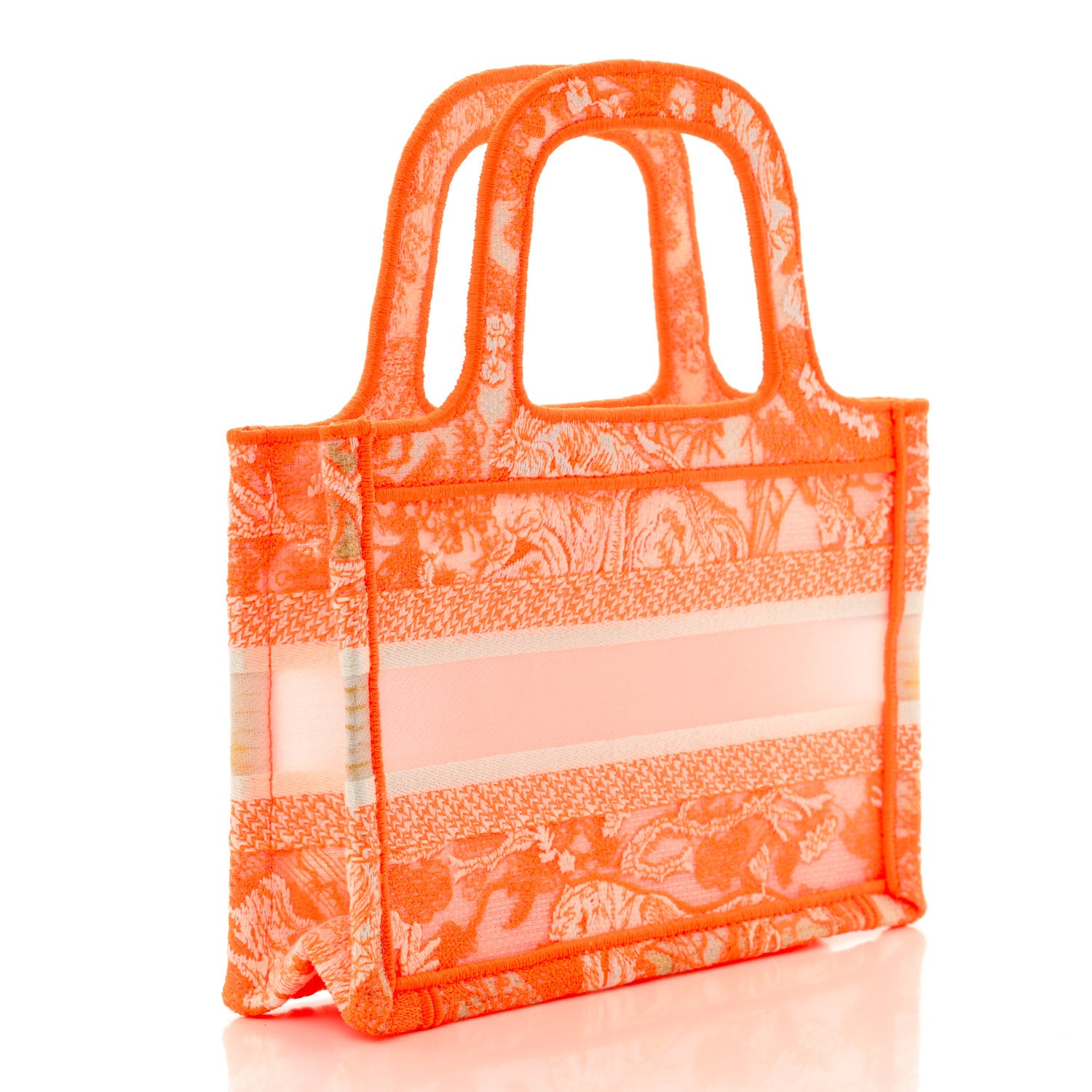 Christian Dior Canvas Embroidered Mini Toile De Jouy Book Tote Orange 3 of 17