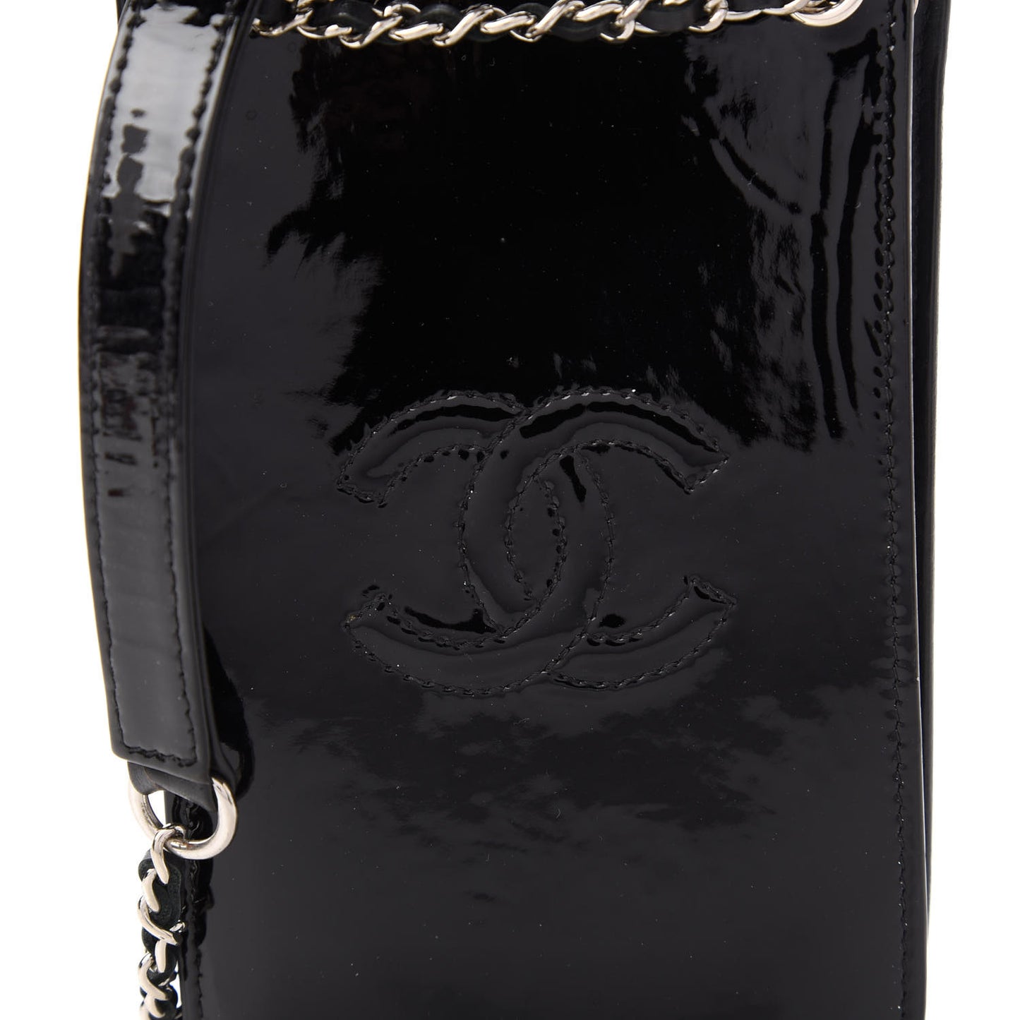 Patent CC Phone Holder Crossbody Black