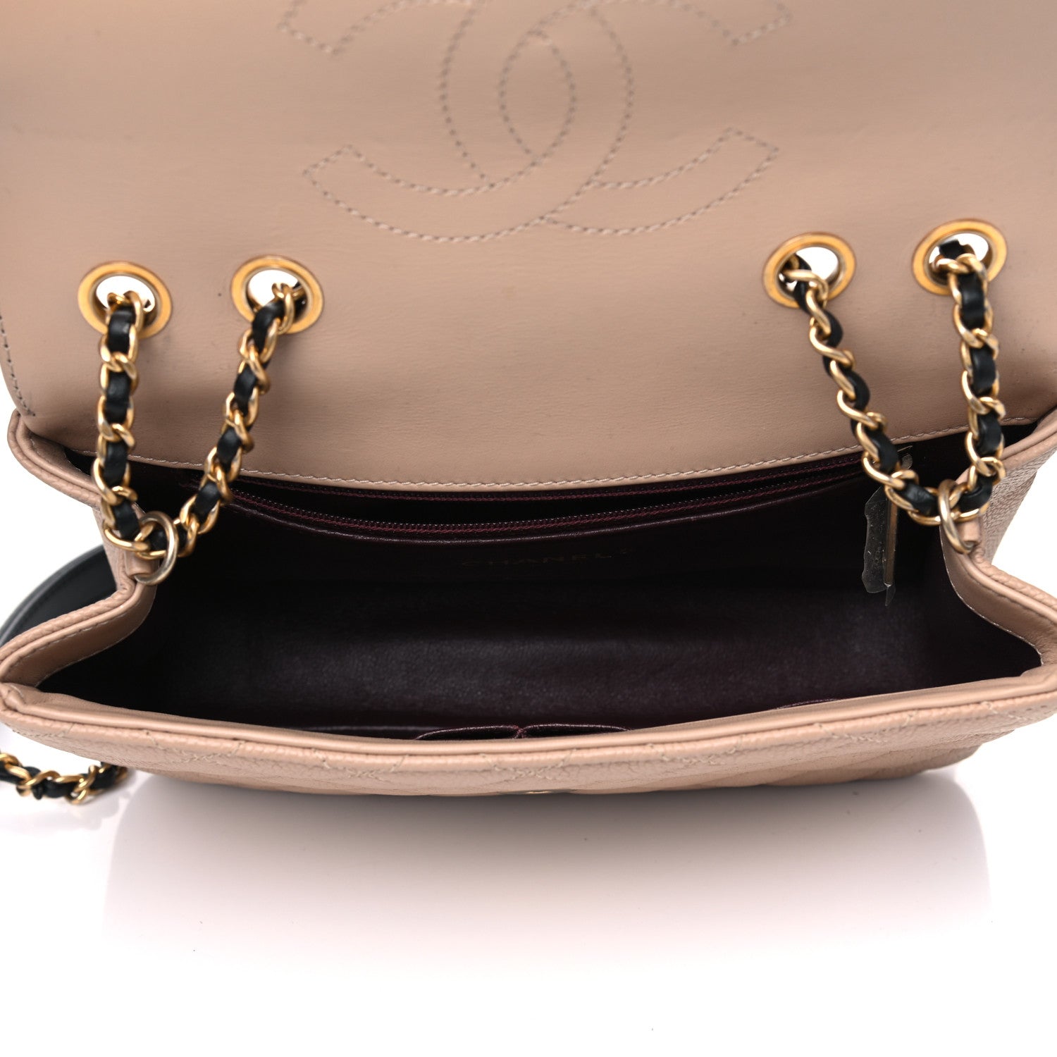 Chanel Caviar Quilted Small CC Filigree Flap Beige Black 4 of 7