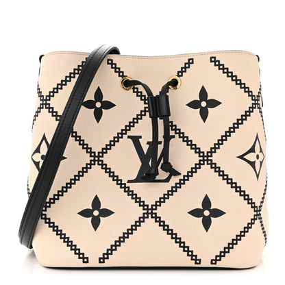 Louis Vuitton Empreinte Monogram Giant Broderies Neonoe MM Cream Black 1 of 9