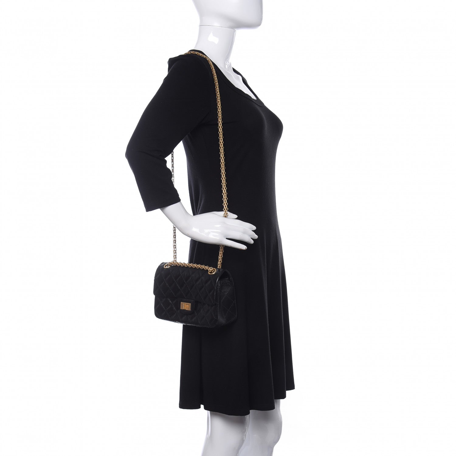 Chanel Aged Calfskin Quilted 2.55 Reissue Mini Flap Black 2 of 11
