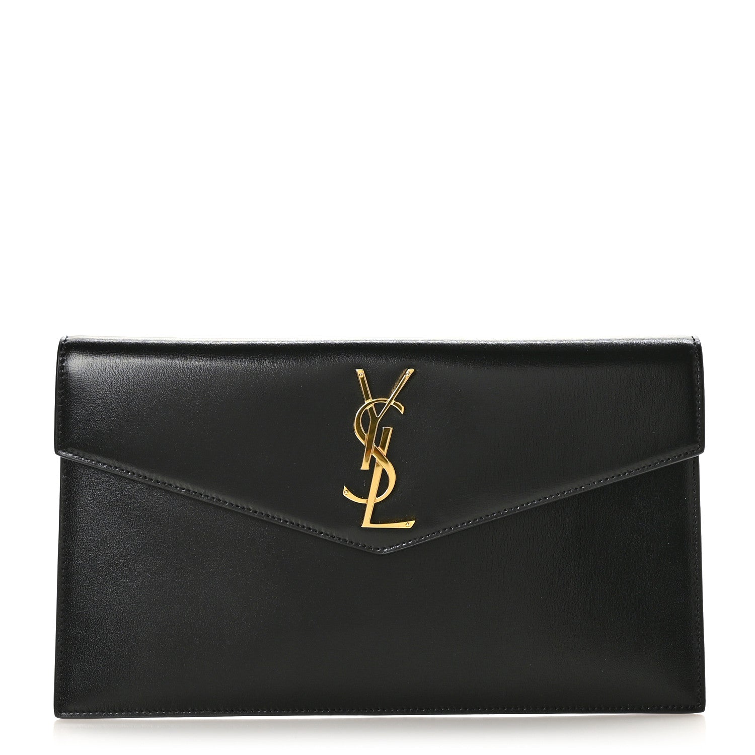Saint Laurent Smooth Shiny Calfskin Monogram Uptown Pouch Black 1 of 7
