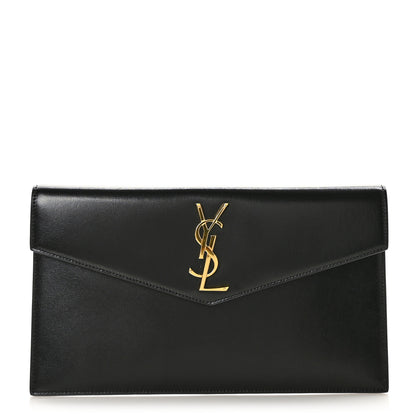 Saint Laurent Smooth Shiny Calfskin Monogram Uptown Pouch Black 1 of 7