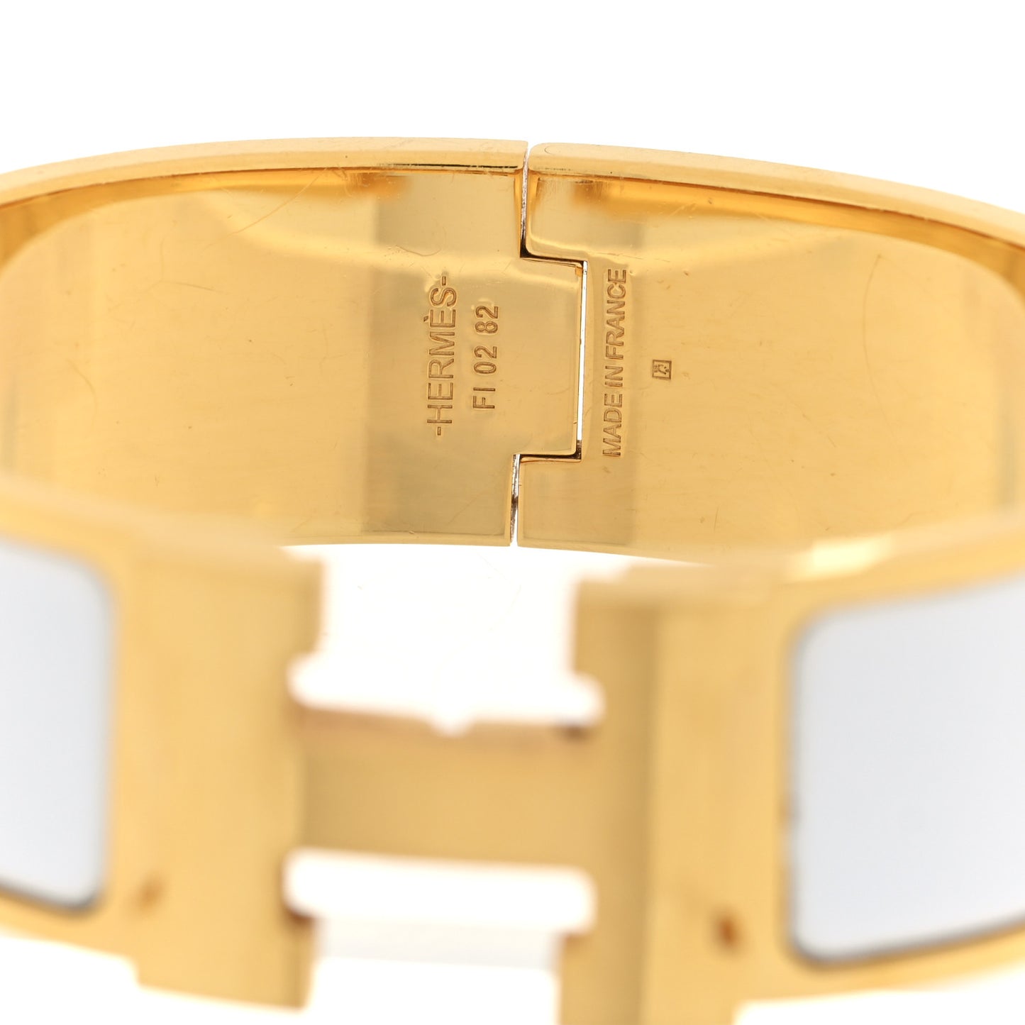 Enamel Wide Clic Clac H Bracelet PM White