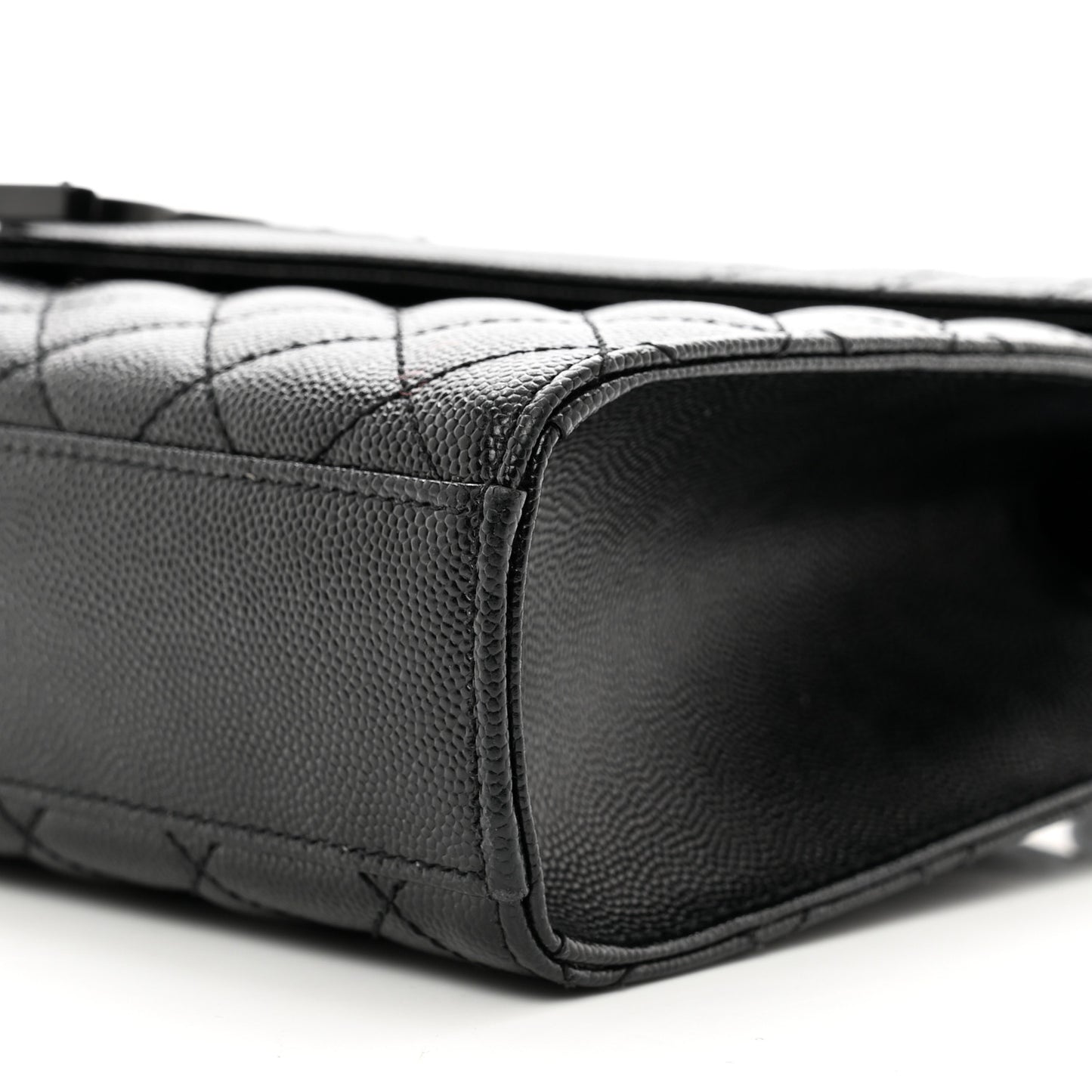 Grain De Poudre Textured Mixed Matelasse Triquilt Medium Monogram Monochrome Satchel Black
