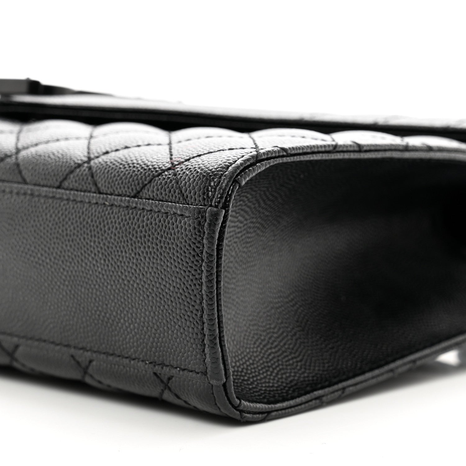 Saint Laurent Grain De Poudre Textured Mixed Matelasse Triquilt Medium Monogram Monochrome Satchel Black 9 of 9